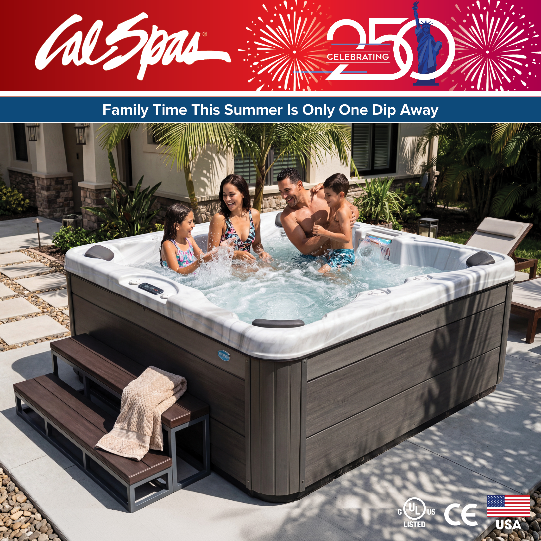 Calspas hot tub being used in a family setting - Laval
